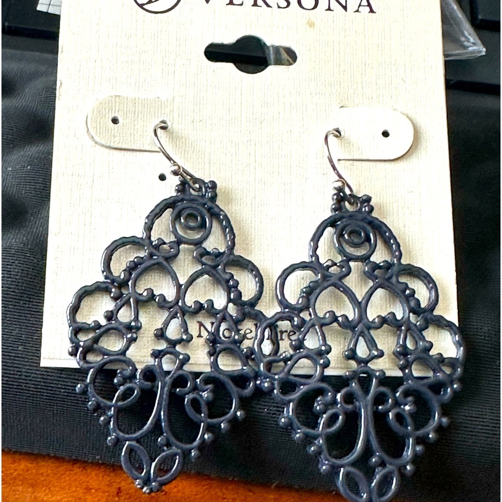Navy blue chandelier earrings